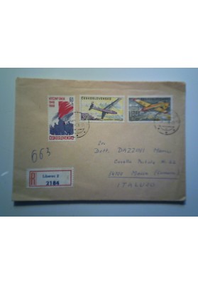 Busta CECOSLOVACCHIA  Raccomandata per l'Italia  1968