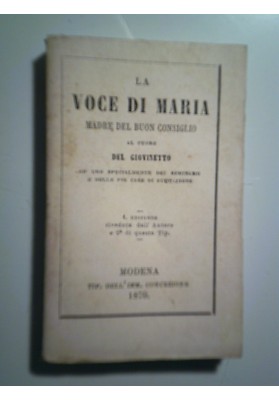 LA VOCE DI MARIA MADRE DEL BUON CONSIGLIO AL CUORE DEL GIOVINETTO