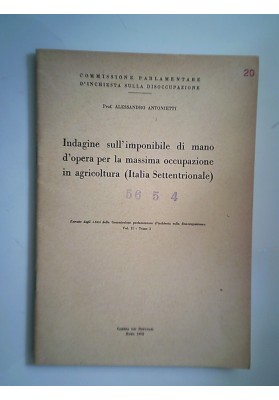 Indagine sull'imponibile di mano d'opera per la massima occupazione in agricoltura