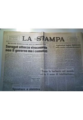 LA NUOVA STAMPA Anno III Numero 229 Domenica 29 Settembre 1947  MUTATO BERSAGLIO ALLA COSTITUENTE