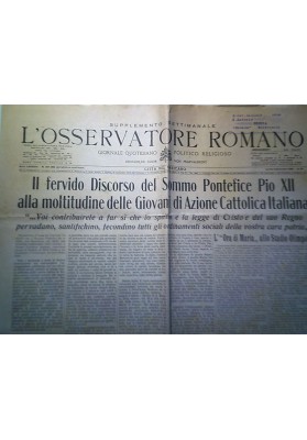 L'OSSERVATORE ROMANO SUPPLEMENTO Lunedì 6 Settembre 1948 DISCORSO DI PIO XII ALL'AZIONE CATTOLICA ITALIANA