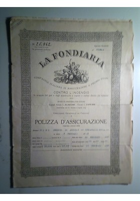 LA FONDIARIA Agenzia Generale di BIELLA - POLIZZA D' ASSICURAZIONE  7 Febbraio 1927