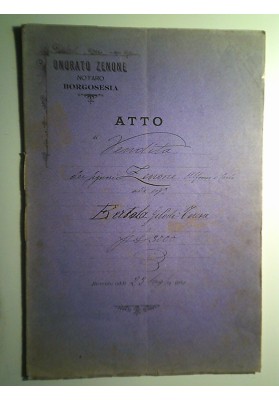 "Atto di Vendita - ONORATO ZENONE NOTARO BORGOSESIA 23 Luglio 1906