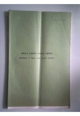 NELLA CARITA' DELLA CHIESA RISPLENDE IN PIENA LUCE LA SUA DIVINITA'