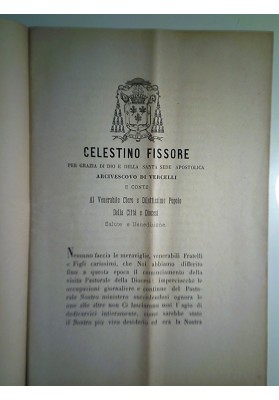 SACRE VISITE PASTORALI Vercelli, 5 Agosto 1885