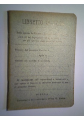 Regno d'Italia "LIBRETTO PAGA" 1904