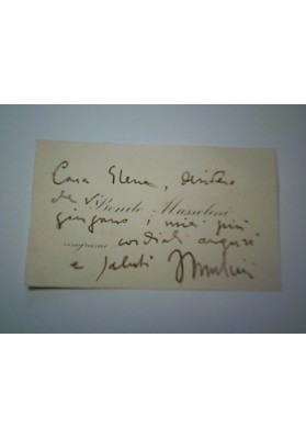 Biglietto Autografo di Benito Mussolini – Documento Storico Originale