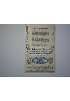 Figurina Pubblicitaria "WILH. DICK'S concess. Pflaster Salbe Reumatismus - MARINE"
