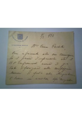 Guglielmo MARCONI – Autografo su cartoncino manoscritto "Radio Vaticana" 1932