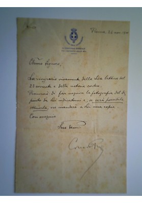 Lettera Corrado Ricci "Ministero dell'Istruzione, Direttore Generale per l'Antichità e Belle Arti" Roma  1908