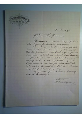 Lettera "CASSA DI RISPARMIO DI BOLOGNA 21 Giugno 1906"