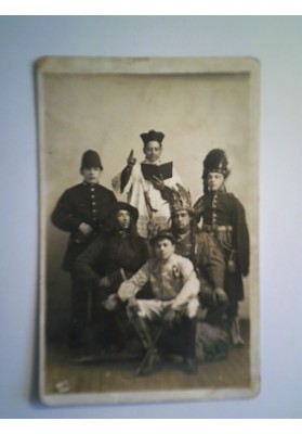 1925 RPPC London Fancy Dress Studio Attilio Lipparini Postcard - Police Indian