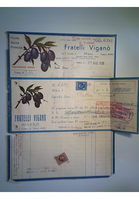 Fattura Fratelli Viganò Frutta Secca Primizie Milano 27 Maggio 1936