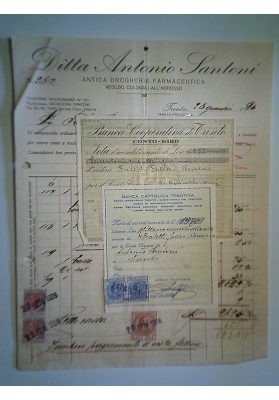 Fattura Ditta Antonio Santoni ANTICA DROGHERIA FARMACEUTICA Trento 28 Gennaio 1926