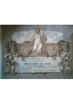 Attestato di Lode - Salesiani Caserta 1947  - Grafica Alfieri & Lacroix (Milano) - Illustrato da Johnson