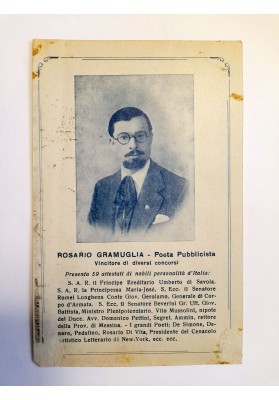 Cartolina Autografa del Poeta e Pubblicista Rosario Gramuglia allo Scrittore Enzo Baldasserini - 1938