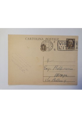 Cartolina Autografa con Timbro "Gazzettino fra i monti e le acque" - Francesco Gianviti a Enzo Baldasserini (1938)
