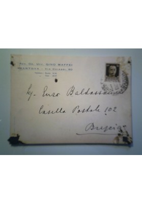Cartolina Postale Autografa di Gino Maffei (Deputato al Parlamento) a Pietro Baldassarini - 1938