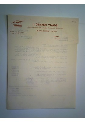 Lettera "I GRANDI VIAGGI Ignazio Messina & C.  Crociera PACE 9 Agosto 1950"