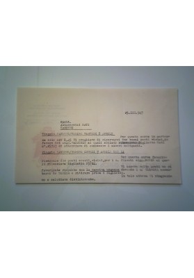 Lettera "NORDDEUTSCHER LLYOD BREMEN GIUSEPPE ROBOTTI AGENZIA TRANSATLANTICA, TORINO 25 Marzo 1947"