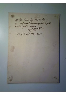 oto con dedica autografa dello scultore Rigoletto Mattei al gerarca Davide Fossa (1928)