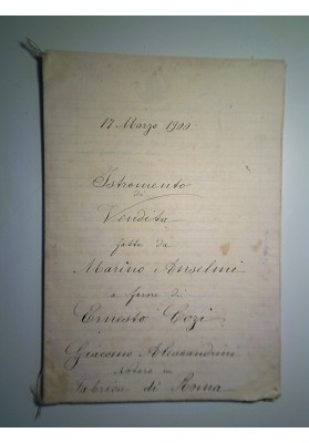 Atto Notarile ISTROMENTO DI VENDITA 17 MARZO 1900 FABRICA DI ROMA