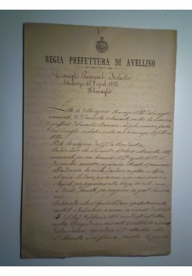 REGIA PREFETTURA DI AVELLINO Consiglio Provinciale Scolastico, Adunanza del 9 Aprile 1893 Il Consiglio