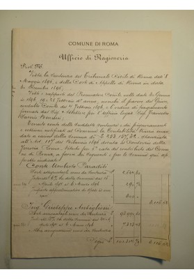 Archivio Storico Ferrovie 1896 Consorzio Ferrovia Roma - Viterbo Documentazione Manoscritta SPQR Banco Schmitt