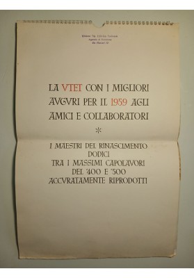Calendario Editoriale UTET 1959 Maestri del Rinascimento