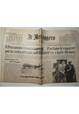 IL MESSAGGERO di Roma Venerdì  5 Febbraio 1960 PARTENZA MOSCA PRESIDENTE  GRONCHI
