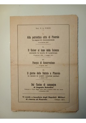 Opuscolo di propaganda e beneficenza della Grande Guerra: Discorsi e scritti per Pinerolo