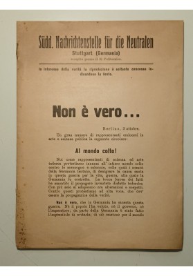 NON E' VERO! AL MONDO COLTO Südd. Nachrichtenstelle für die Neutralen, Berlin 1914.