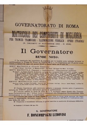 Manifesto Originale Roma 1929 Tram Illuminazione Opere Stradali Garbatella