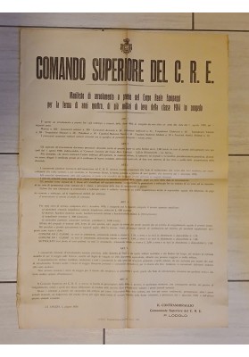 Manifesto Originale 1926 Arruolamento Regia Marina Classe 1904 Spezia Lodolo