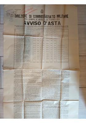 Manifesto Gigante 1930 Asta Militare Stoffe Calzature Esercito Napoli