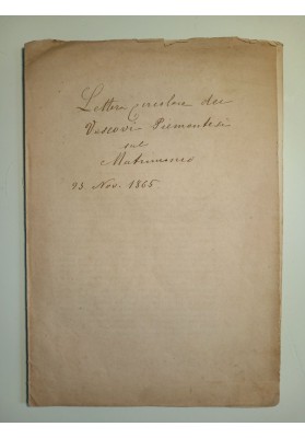 Lettera Circolare dei Vescovi Piemontesi sul Matrimonio Novembre 1865