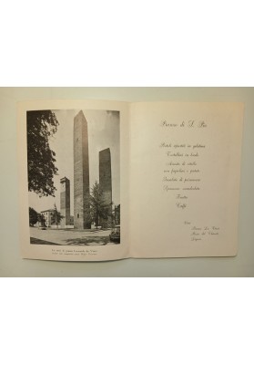 Menu Storico Collegio Ghislieri Pavia 1960 - XV Convegno S. Pio V - Torri