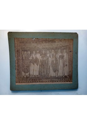Fotografia Albumina "RAVENNA - S. Vitale. Corte di Giustiniano (Mosaico del VI Secolo)" 1895