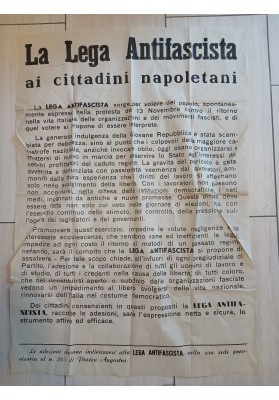 Manifesto Murale La Lega Antifascista ai cittadini napoletani 1946