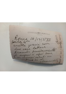 Cartolina fotografica  interamente autografa di Amedeo Anelli a Pina Ballario  1933