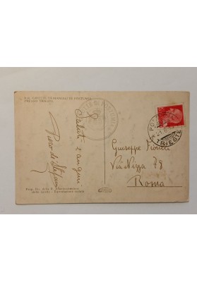 Cartolina illustrata delle "R.R. Grotte Demaniali di Postumia presso Trieste" 1932
