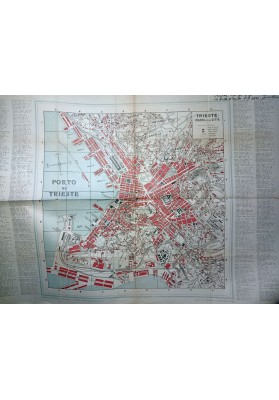 Trieste - Pianta della Città. Grande mappa topografica con stradario alfabetico laterale