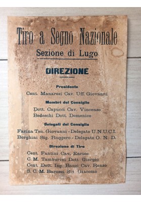 Cartello 1930 TIRO A SEGNO LUGO Ravenna Rilievo Cartoncino FASCISTA Dopolavoro