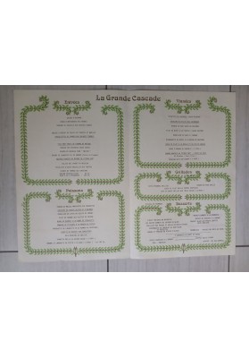 Menu Vintage «La Grande Cascade» - Storico Ristorante di Parigi, Anni '70 / '80