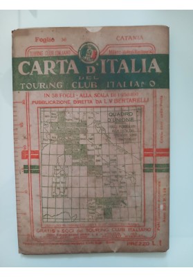 Carta d'Italia del Touring Club Italiano. Foglio 56: Catania. Scala 1:250.000.