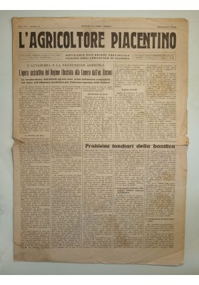L'Agricoltore Piacentino. Anno VIII - Numero 5 ( 23 Marzo 1938 - Anno XVI E.F. )