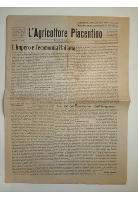 L'AGRICOLTORE PIACENTINO 8 Maggio 1937 Edizione Speciale per l'Anniversario dell'Impero
