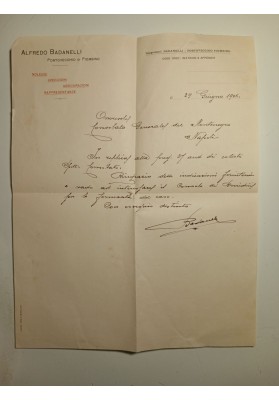 Lettera e Busta Agenzia Marittima Badanelli Piombino a Console Montenegro 1906