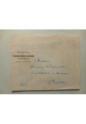 iglietto e Busta Ministero Istruzione Montenegro Esilio Parigi 1917