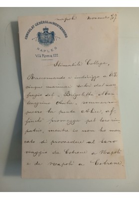 Lettera Naufragio Brigantino Montenegro Punta Alice Crotone 1907